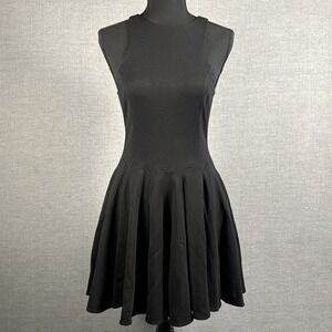 Tibi New York Women's Black Sleeveless‎ Mini Fitted Flare Cocktail Dress Size XS